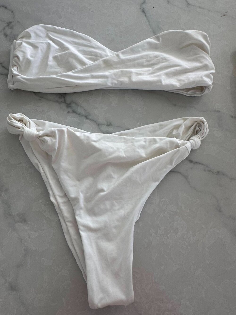 Frankie's Bikinis White Twist Bandeau Bikini Set